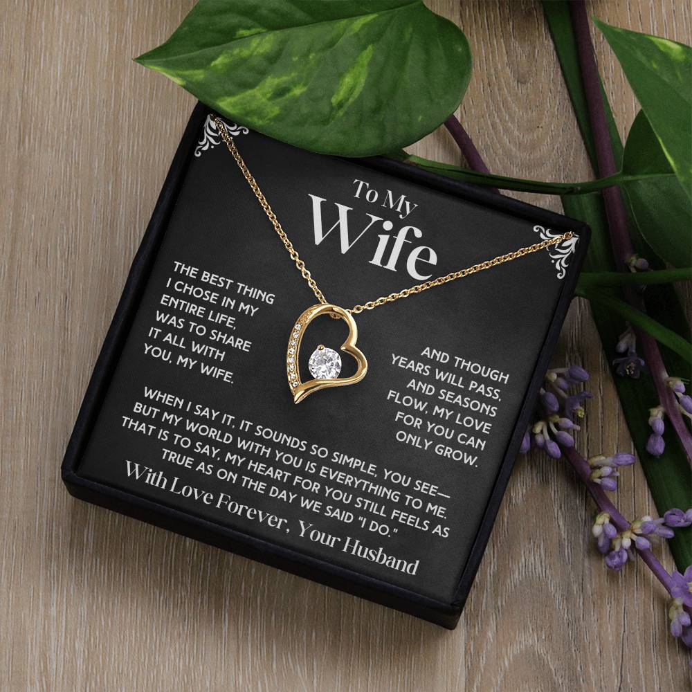 To My Wife - Forever Love Necklace & Earring Set - Beautiful Poem Forever Love Necklace
