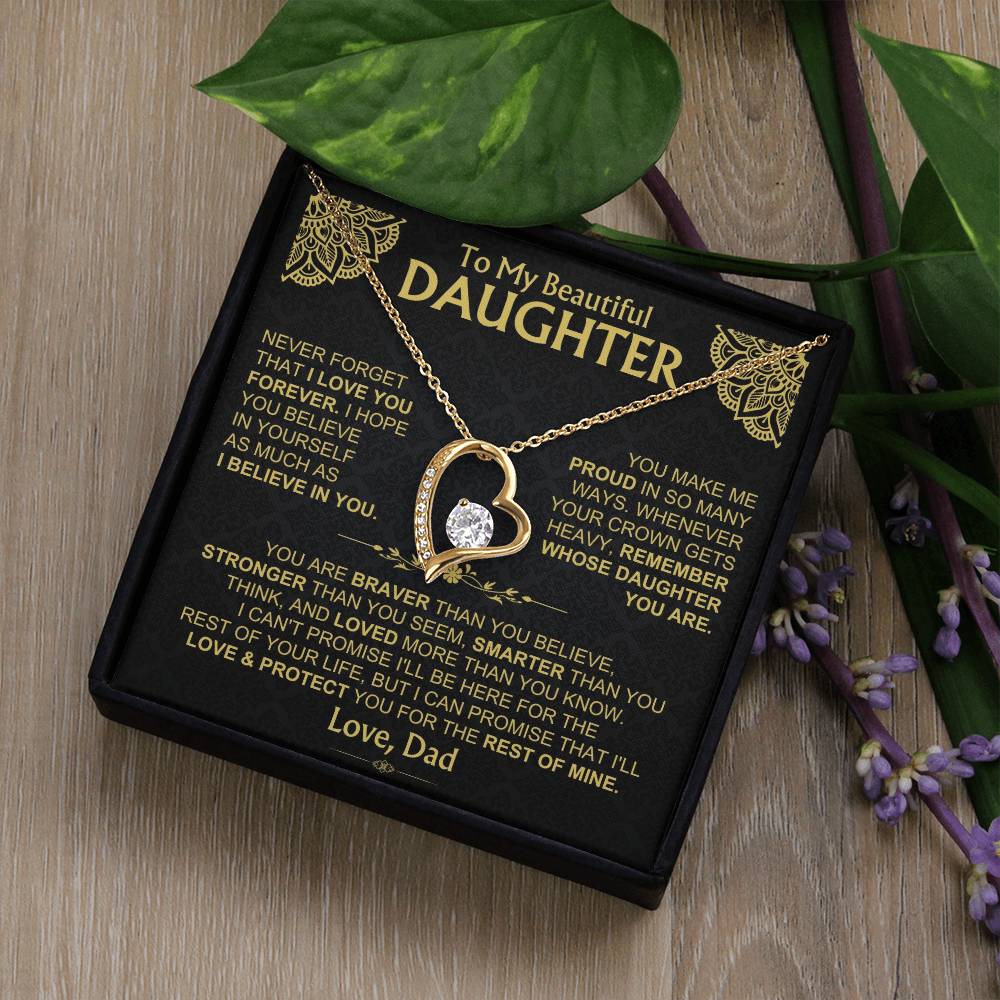 To My Beautiful Daughter - Dad - Forever Love Gift Set - Ss490V3 Forever Love Necklace