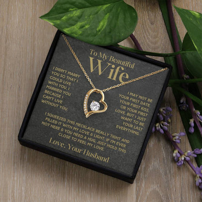 To My Beautiful Wife - Forever Love Necklace & Earring Set - I Want To Be Your Last Everything Forever Love Necklace