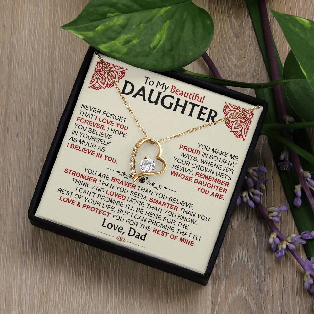 To My Beautiful Daughter - Dad - Forever Love Gift Set - Ss490V2 Forever Love Necklace