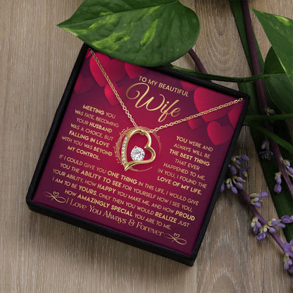 To My Beautiful Wife Necklace From Husband - Forever Love Red V.2 Forever Love Necklace