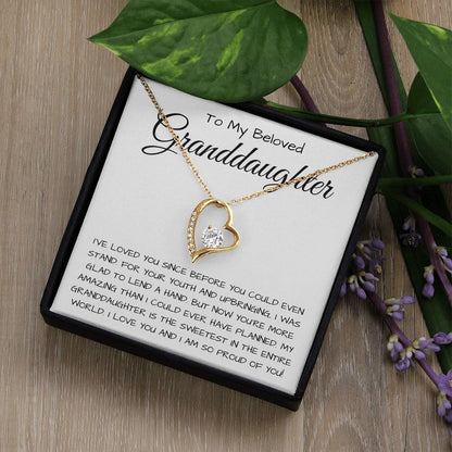 To My Beloved Granddaughter Forever Love Necklace  I Was Glad To Lend A Hand Forever Love Necklace