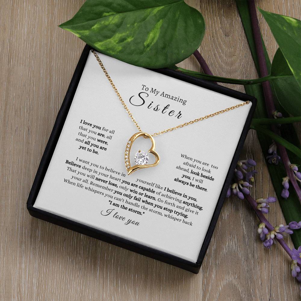 Sister  Strength  I Love You Forever Love Necklace