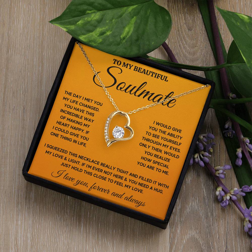 To My Beautiful Soulmate Heart Happy Squeezed Forever Love Necklace Gift Set Forever Love Necklace