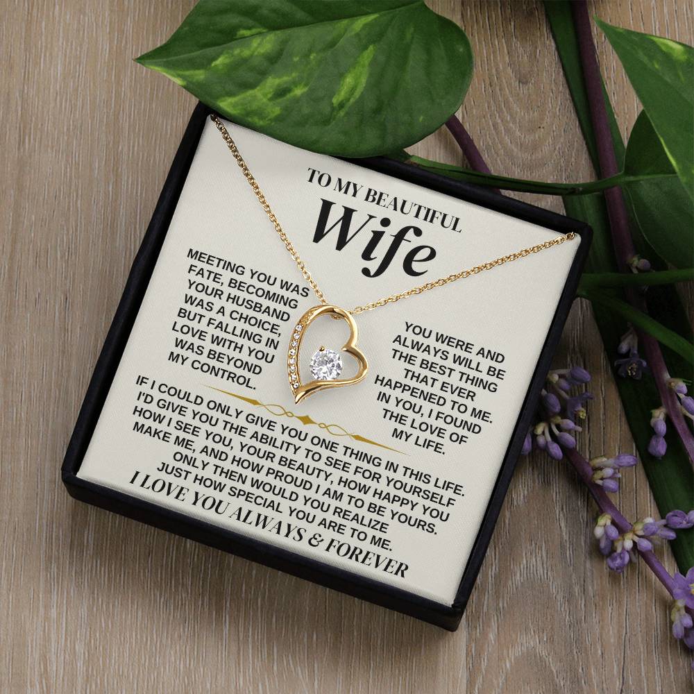 To My Beautiful Wife - Forever Love Necklace Gift Set - Ss323 Forever Love Necklace