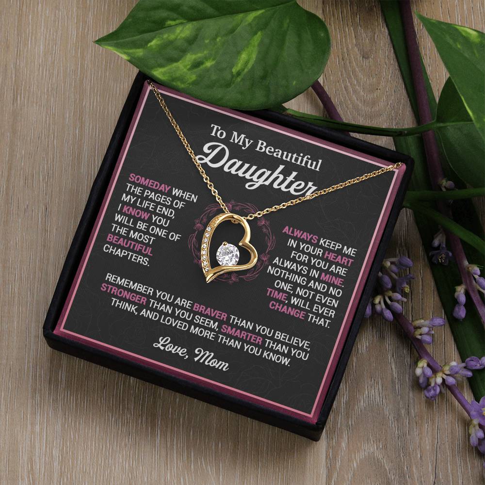To My Daughter Necklace, Gift For Daughter From Mom, Mother Daughter Necklace Forever Love Necklace