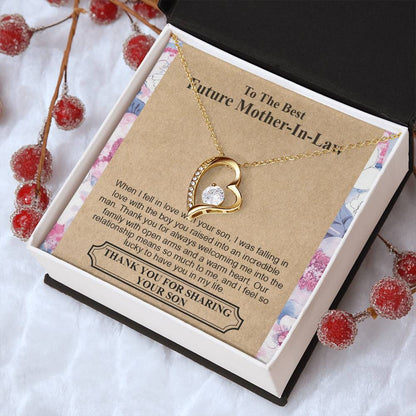 To The Best Future Motherinlaw Thank You For Always Welcoming Me Into The Family With Open Arms And A Warm Heart Wedding Necklace Mothers Day Forever Love Necklace