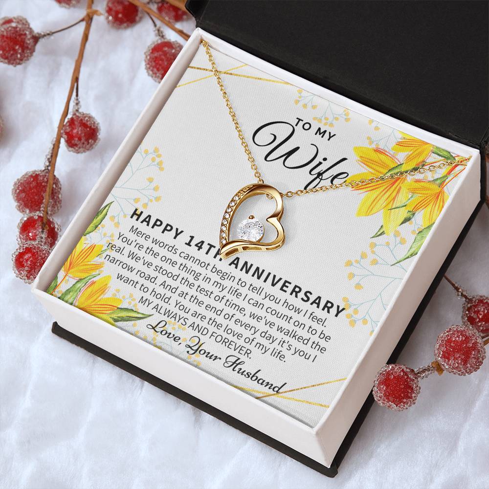 14 Year Wedding Anniversary Gift For Wife 14Th Anniversary Gift For Her 14 Year Anniversary Gift Ideas 14Th Anniversary Gifts Forever Love Necklace