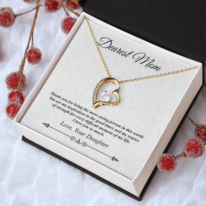 'Dearest Mom' Heart Necklace - The Most Caring Person In This World Forever Love Necklace