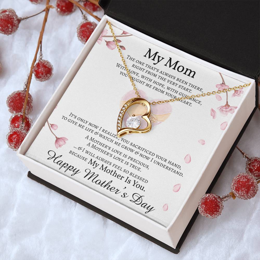 Mother's Day Gift Necklace Message Card Necklace For Mom Heart Shaped Pendant Necklace For Mom Forever Love Necklace