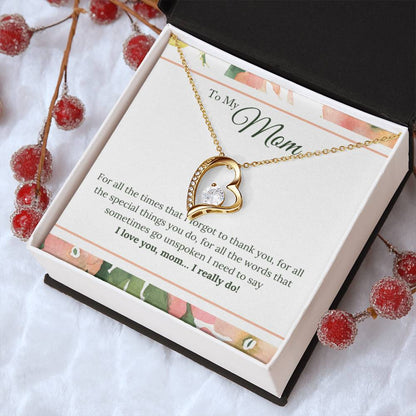 To My Mom Message Card Design And Necklace Forever Love Necklace