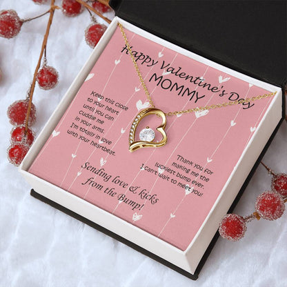 Happy Valentine's Day Mommy To Be Heart 1 Forever Love Necklace