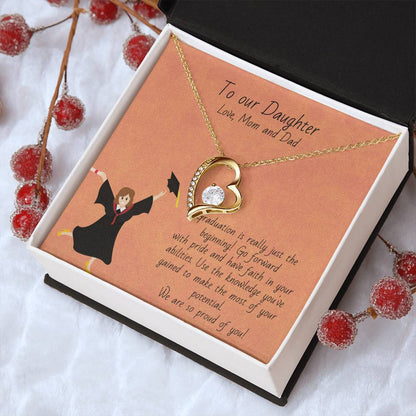 Graduation - Happy Graduation To Our Daughter - Graduation Gift Necklace Graduation Gift For Her College Forever Love Necklace