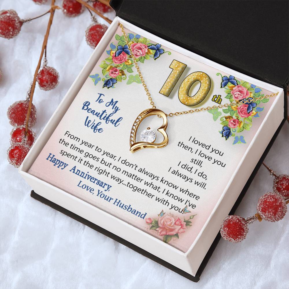 10th Anniversary Necklace Gift To Wife Forever Love Necklace