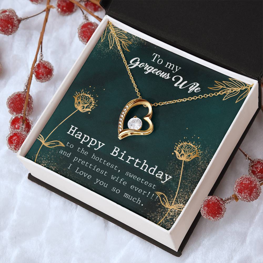 To My Gorgeous Wife - Happy Birthday - 925 Sterling Silver Pendant Forever Love Necklace