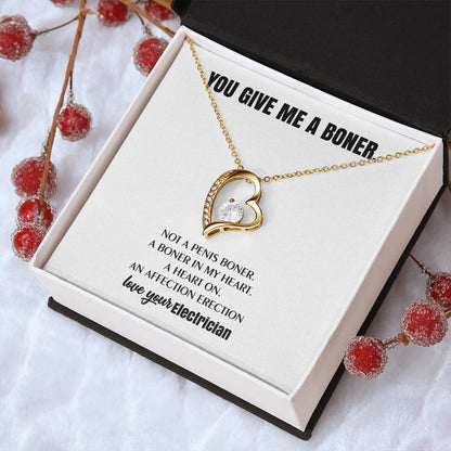 You Give Me A Heart Boner An Affection Erection Funny & Sarcastic Love For Her ? Mature Best Funny Gag Gifts For Electrician Wife On Special Days Forever Love Necklace