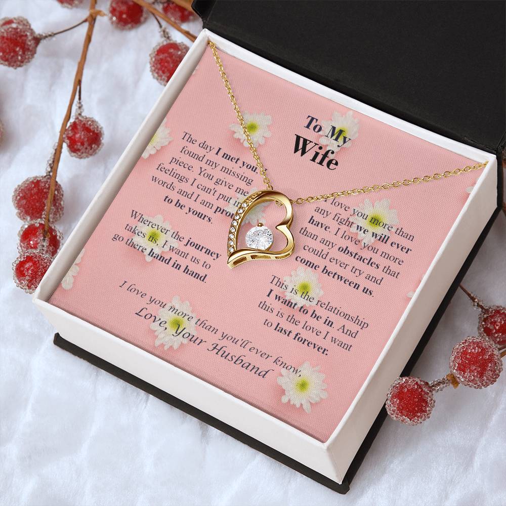 To M Y Wife - Forever Necklace -  Love Your Husband - Pink Daisy Forever Love Necklace