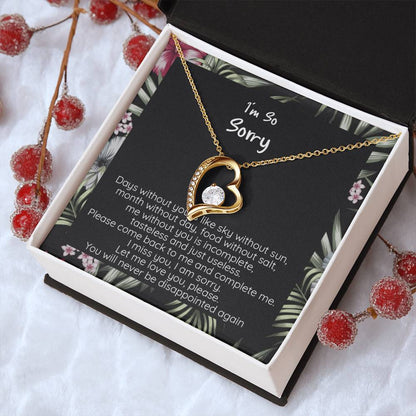 I'm Sorry Apology Gift White Gold Or Yellow Gold Finish Cz Crystal Pendant Necklace Forever Love Necklace