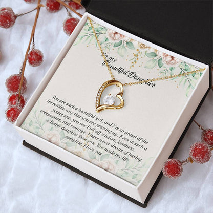 To My Beautiful Daughter Gift For Daughter From Mom Daughter's Birthday Daughter's Graduation Daughter Forever Love Necklace
