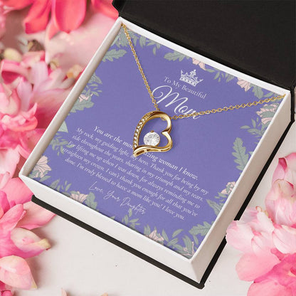 To My Beautiful Mom Necklace  Beautiful Mom Gift  Mother’S Day Gift  Birthday Gift For Mom  Gift From Daughter On Wedding Day Forever Love Necklace