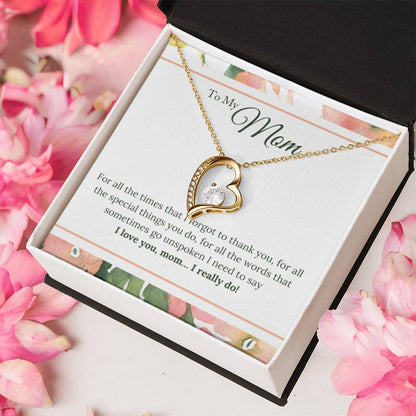 To My Mom Message Card Design And Necklace Forever Love Necklace