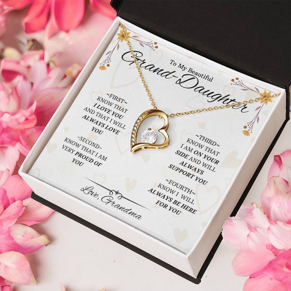To Granddaughterfour Things To Remembercrystal In Heart Necklacefrom Grandma 1 Forever Love Necklace
