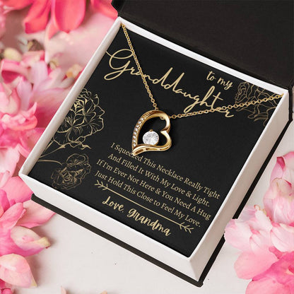 To My Granddaughter - Heart Necklace - Squeeze This Necklace - Love Grandma Forever Love Necklace