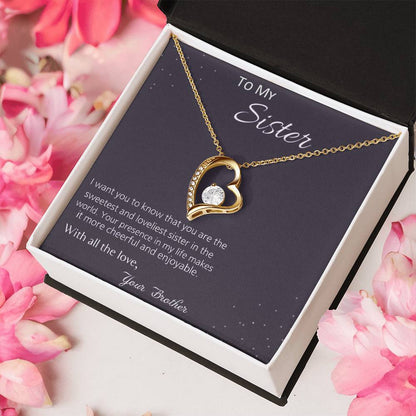 To My Sister With All The Love 925 Sterling Silver Pendant 1 Forever Love Necklace