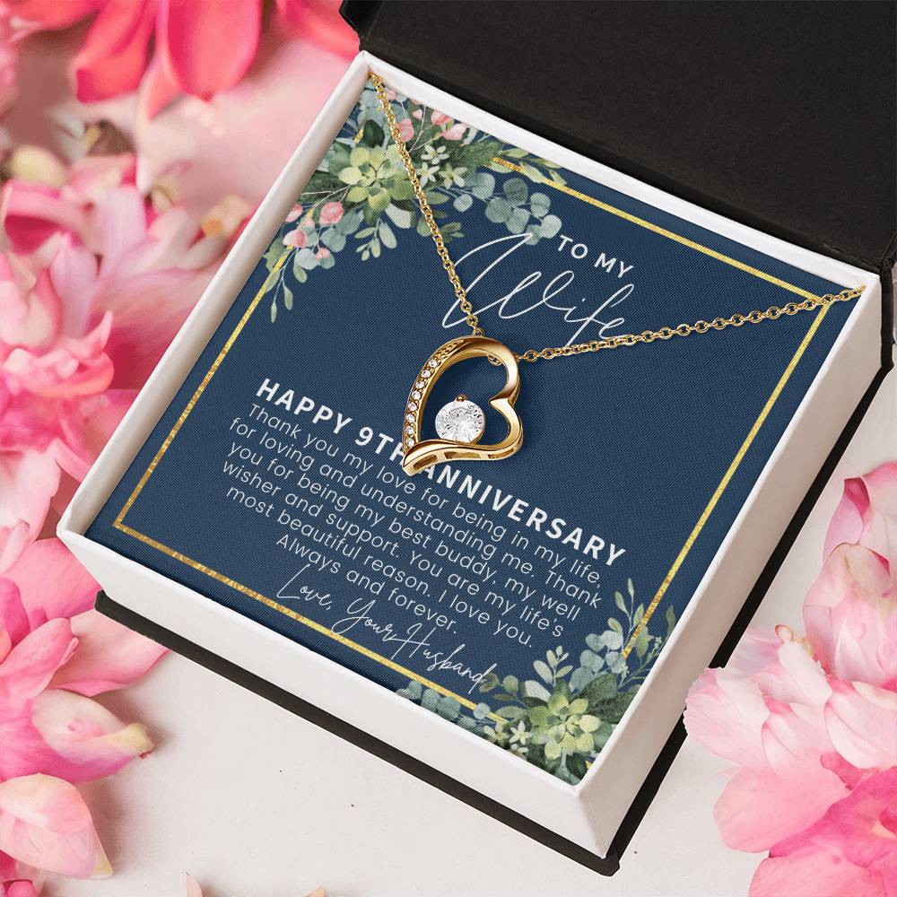 9 Year Anniversary Gift For Wife 9th Anniversary Gifts 9 Year Wedding Anniversary Gift Ideas 9th Wedding Anniversary Gift For Forever Love Necklace