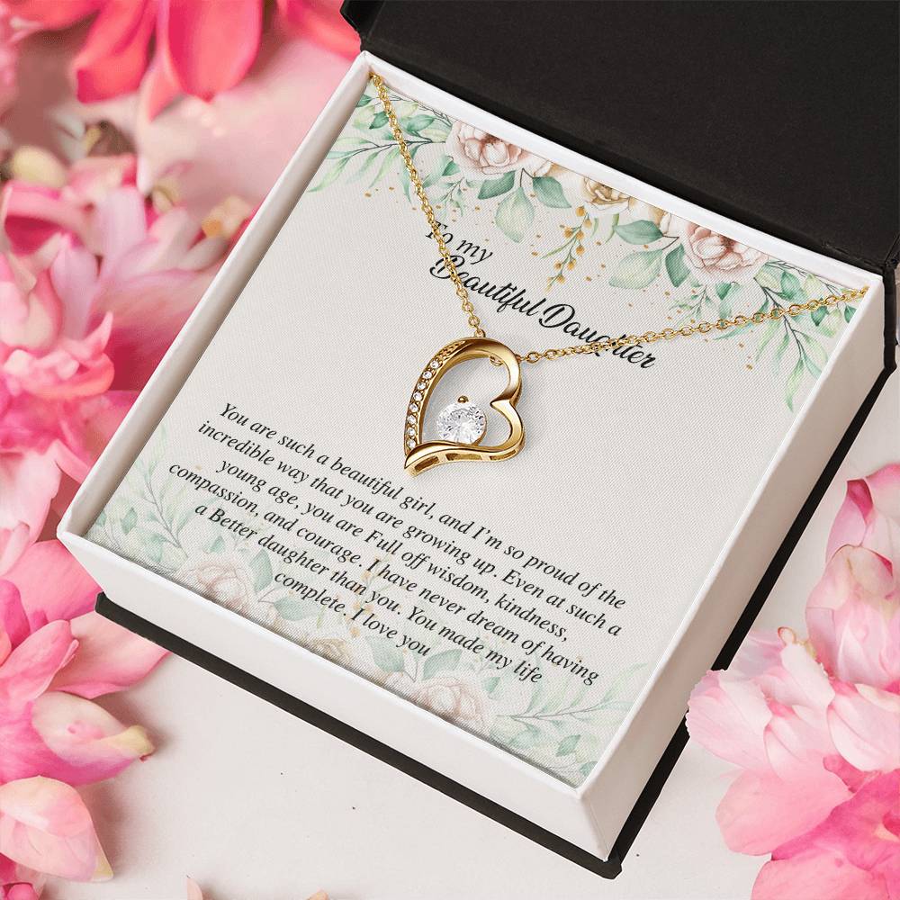 To My Beautiful Daughter Gift For Daughter From Mom Daughter's Birthday Daughter's Graduation Daughter Forever Love Necklace