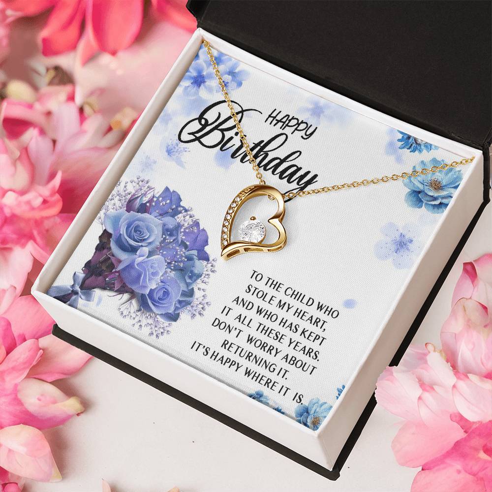 Happy Birthday Necklace Gift For Child Daughter Granddaughter From Mom Dad Grandma Grandpa Stole My Heart Forever Love Necklace
