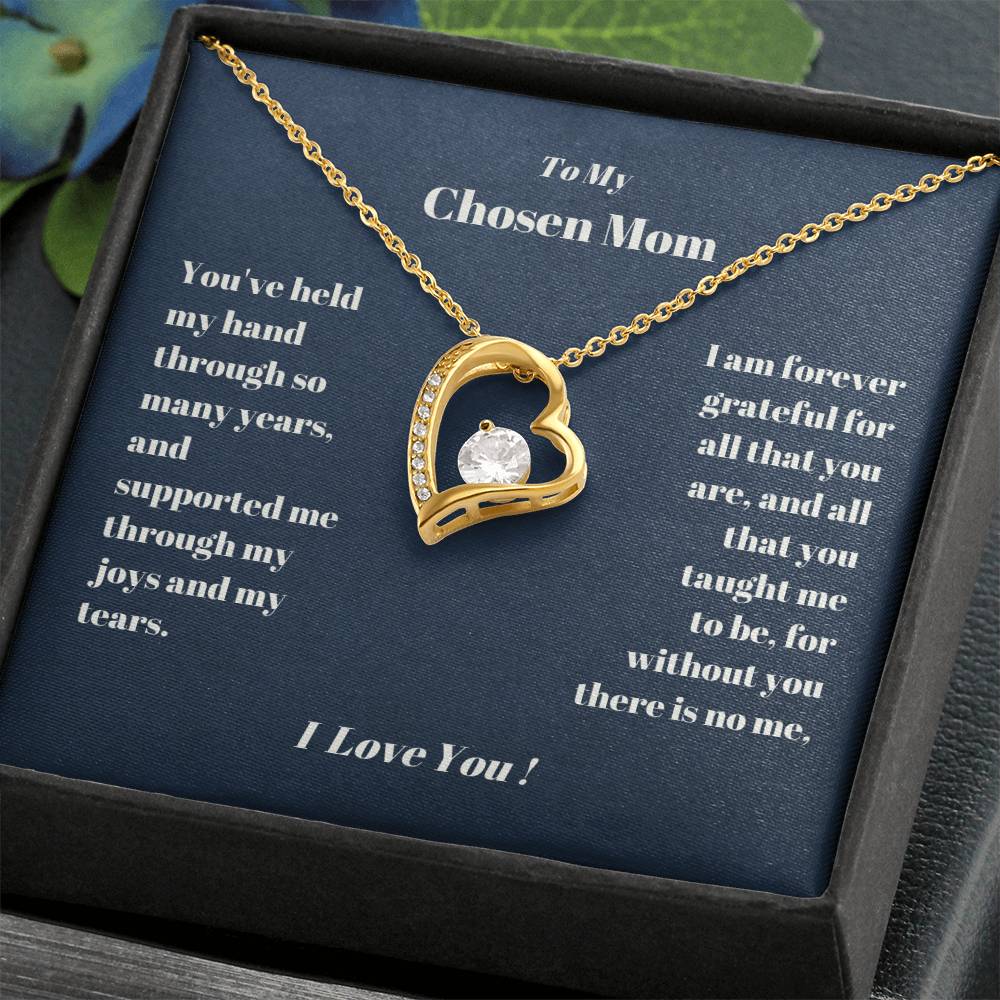 Chosen Mom Heart Necklace Gift Forever Love Necklace