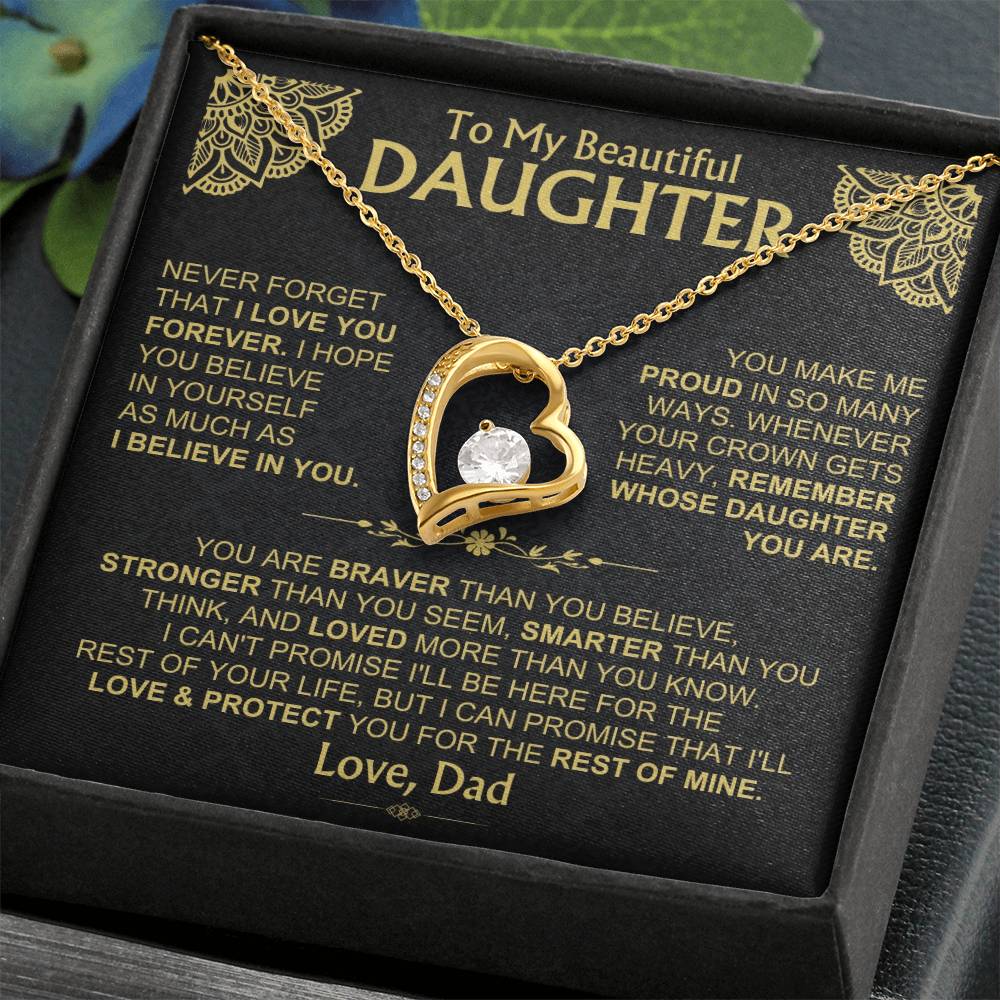 To My Beautiful Daughter - Dad - Forever Love Gift Set - Ss490V3 Forever Love Necklace