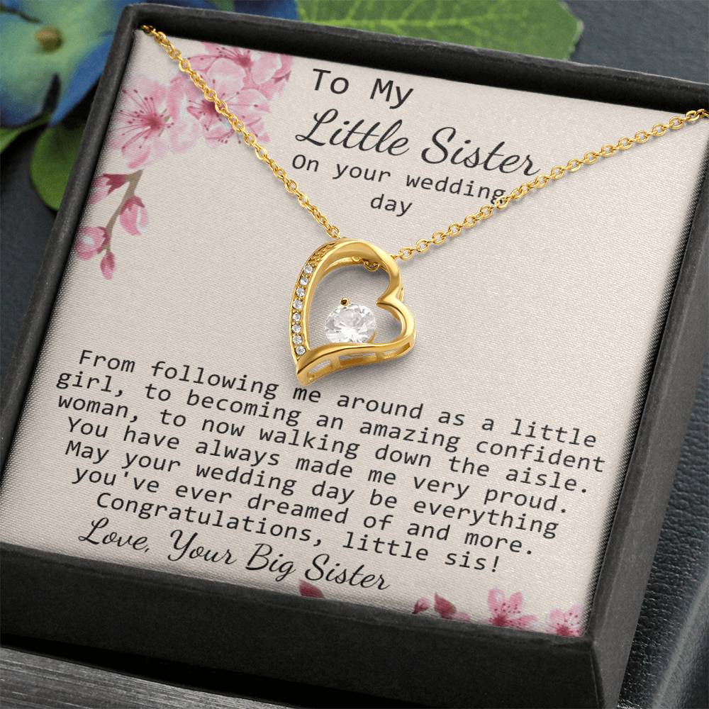Little Sister Wedding Day Gift, Big Sister To Bride Necklace, Bride Gift From Sister, Sister To Bride Gift Forever Love Necklace