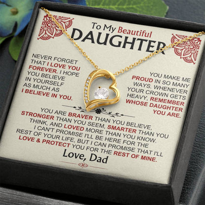 To My Beautiful Daughter - Dad - Forever Love Gift Set - Ss490V2 Forever Love Necklace