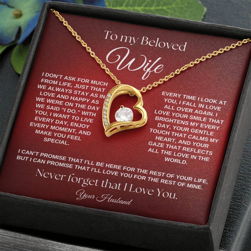 To My Beloved Wife, I Promise To Love You Forever Forever Love Necklace