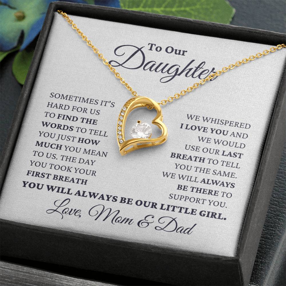 Gift For Daughter Love Mom And Dad Our Little Girl Necklace Forever Love Necklace