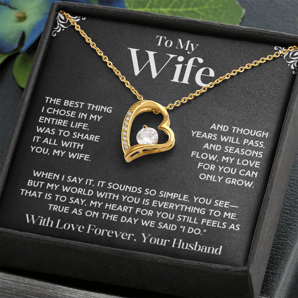 To My Wife - Forever Love Necklace & Earring Set - Beautiful Poem Forever Love Necklace