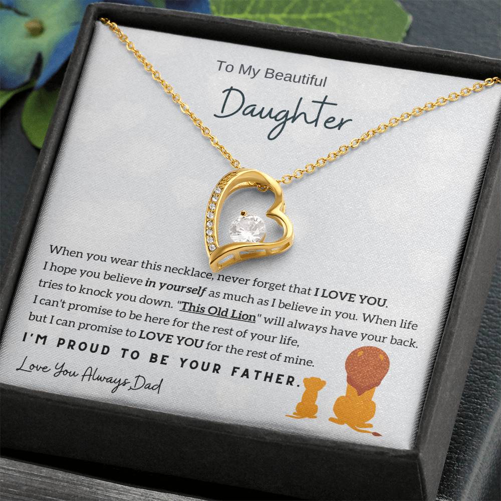 To My Daughter,  I'M Proud To Be Your Father Forever Love Necklace