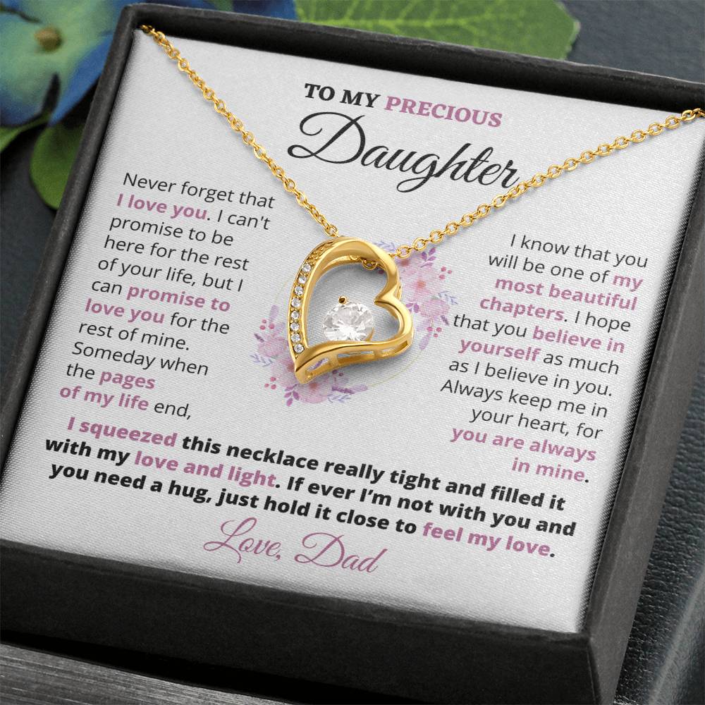Gift For Precious Daughter Always Keep Me In Your Heart Love Dad Heart Necklace Forever Love Necklace