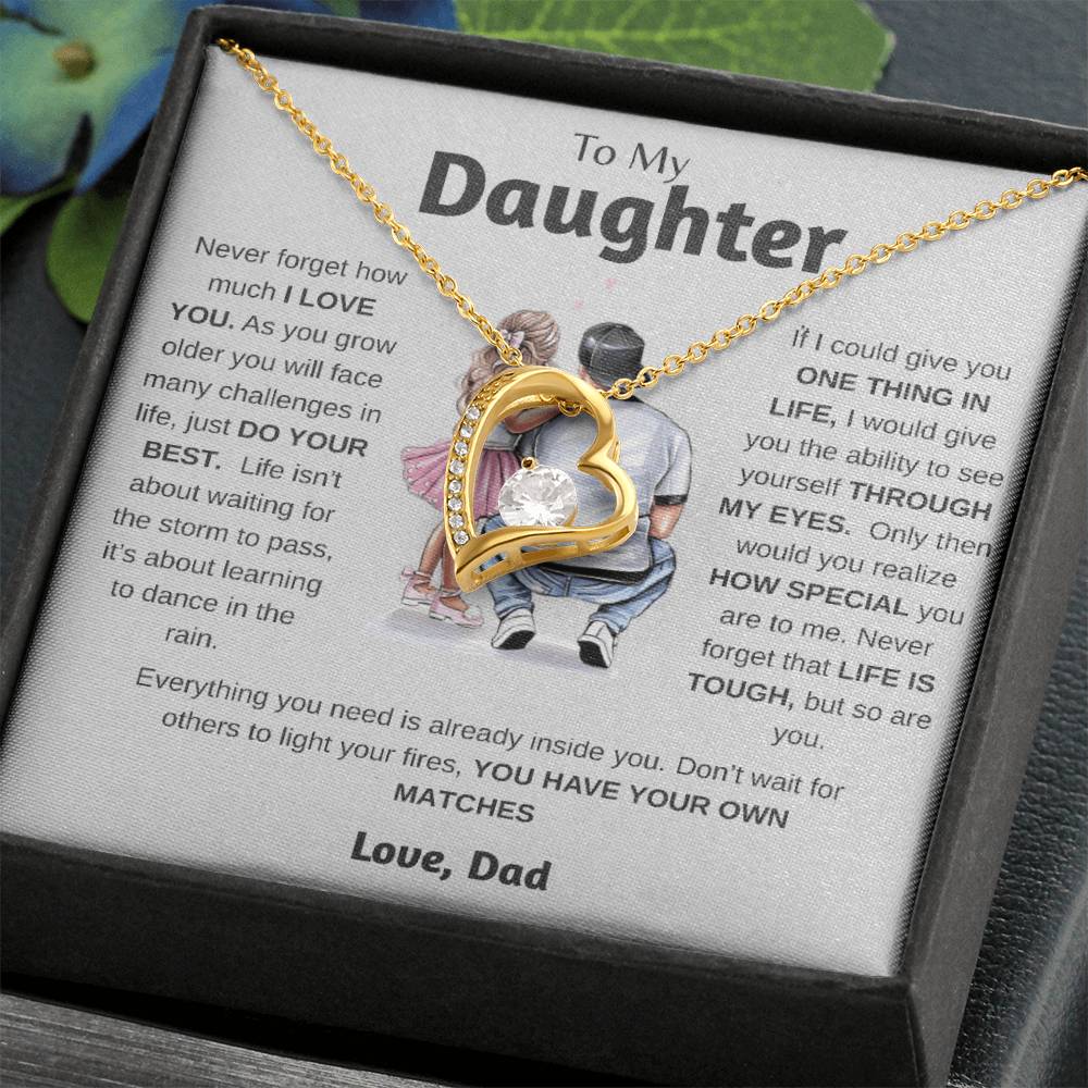 To My Daughter  Just Do Your Best  Forever Love Necklace Forever Love Necklace