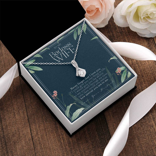 To My Badass Wife Necklace Wife Gift To My Wife Wife’S Birthday Touching Gift For Wife Gift For Wife Anniversary Gift For Wife Alluring Beauty Necklace
