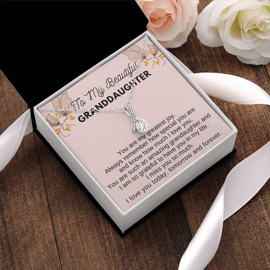To My Beautiful Granddaughter Pendant Necklace Alluring Beauty Necklace