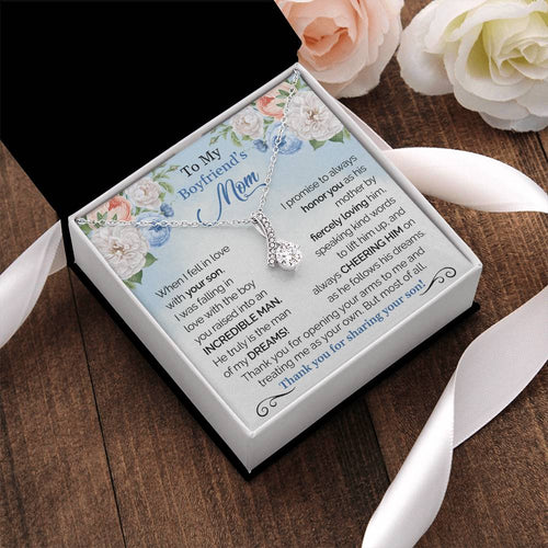 To My Boyfriend's Mom - Thank You For Sharing Your Son Christmas Gift For Boyfriends Mom Pendant Necklace Mothers Day Gift Alluring Beauty Necklace