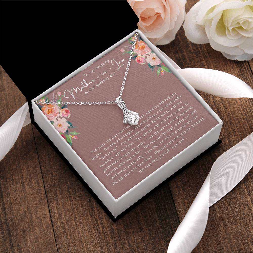 Amazing Mother In Law Wedding Day Necklace Gift Set W Message Card And Jewelry Box Alluring Beauty Necklace