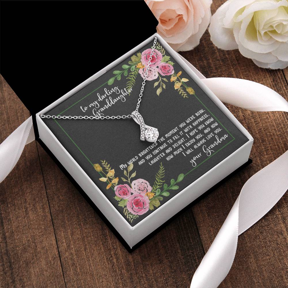 To My Darling Granddaughter - You Brighten My World Gift Necklace From Grandma Alluring Beauty Necklace