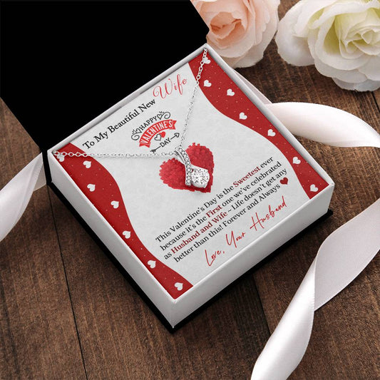 To My Beautiful New Wife Happy Valentine's Day Necklace Alluring Beauty Necklace