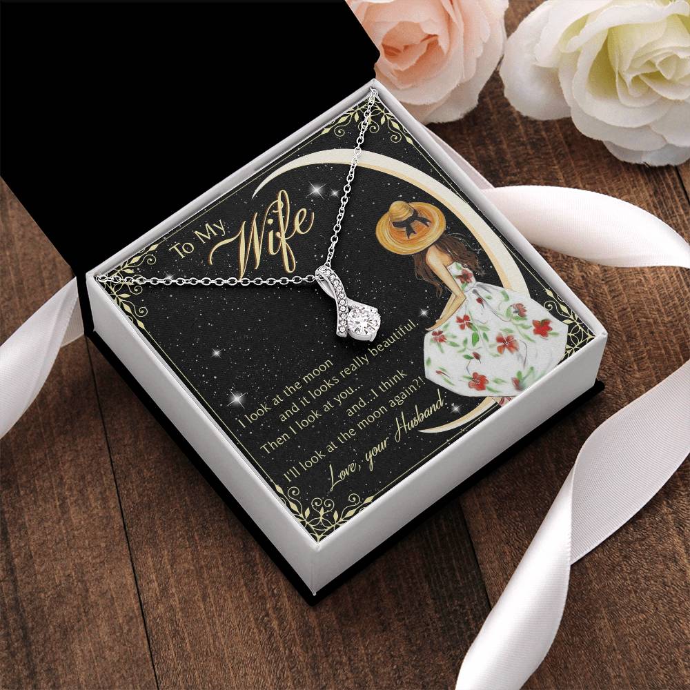 To My Beautiful Wife Alluring Beauty Necklace Mother's Day Message Card Alluring Beauty Necklace
