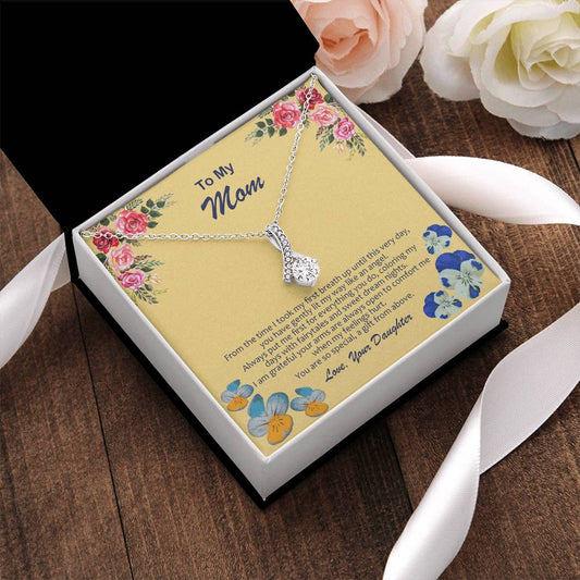 Ribbon Pendant Necklace With My Mom Is My Angel Card Alluring Beauty Necklace