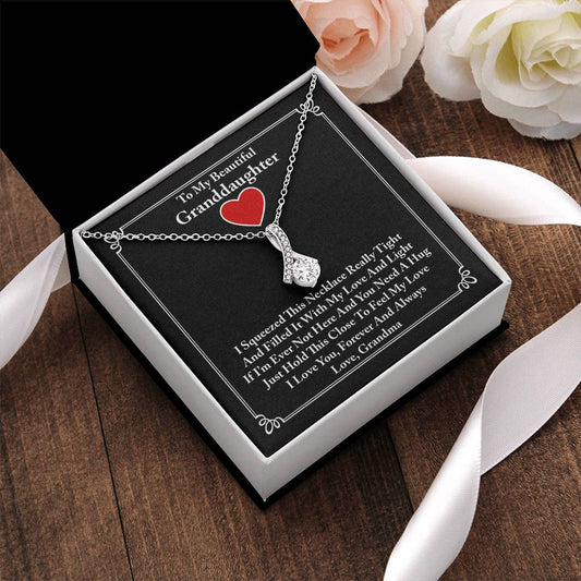 To My Beautiful Granddaughter Ribbon Necklace Alluring Beauty Necklace